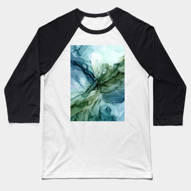 Nature Landscape Inspired Abstract Flow Painting 1 Baseball T-Shirt by Elizabeth Karlson Art